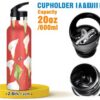 Bouteille isotherme WDdZzyy 590 ml sans BPA motif lys rouge