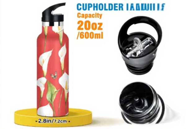 Bouteille isotherme WDdZzyy 590 ml sans BPA motif lys rouge