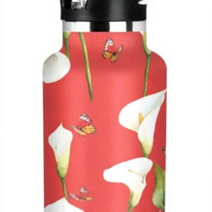 Bouteille isotherme WDdZzyy 590 ml sans BPA motif lys rouge