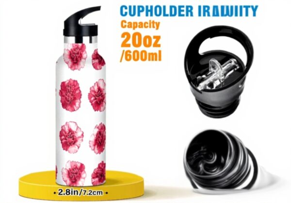 Bouteille isotherme Linqin Œillets Rouges anti-fuite double