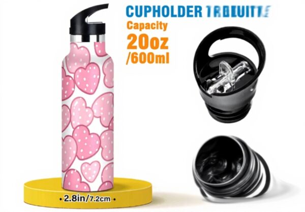 Bouteille deau siphylline enfants cœur rose isotherme sans
