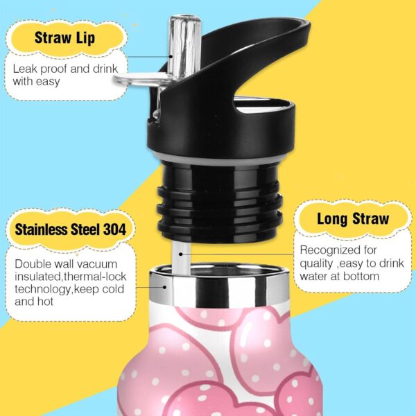 Bouteille d'eau siphylline enfants cœur rose isotherme sans-2