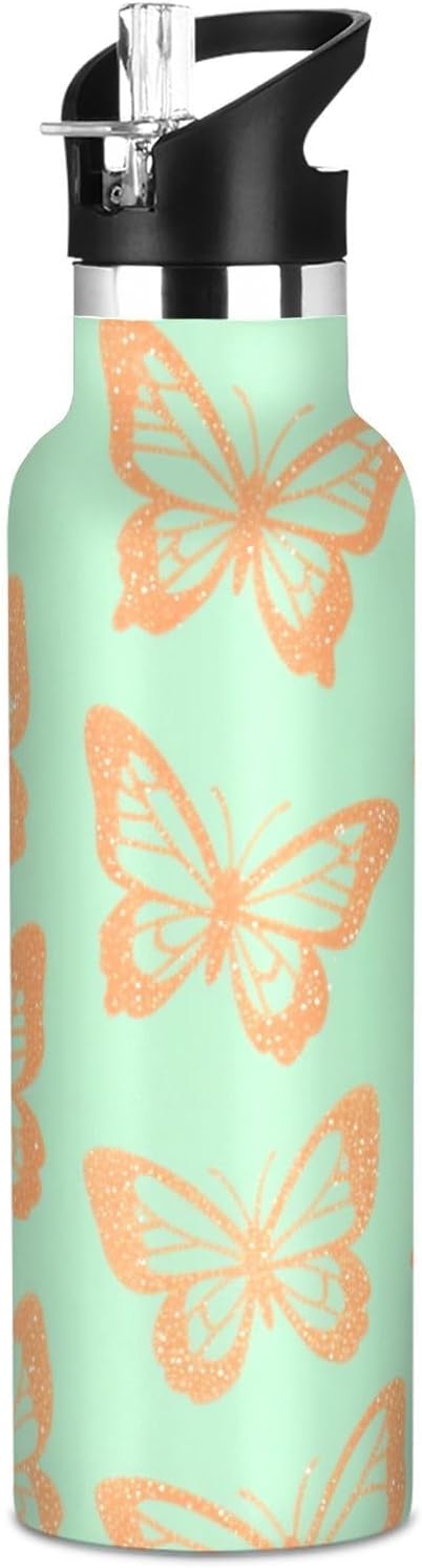 Bidons siphylline bouteille eau isotherme papillon vert-0