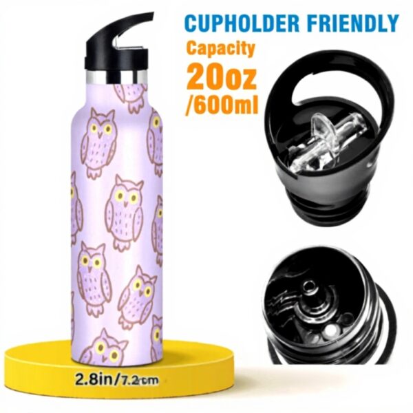Bouteille isotherme Siphylline violet hibou paillettes 600ml