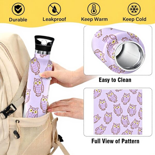 Bouteille isotherme Siphylline violet hibou paillettes 600ml