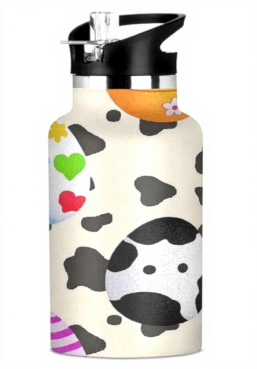 Gourde isotherme pour enfants motif vache de Pâques sur un bureau d'école