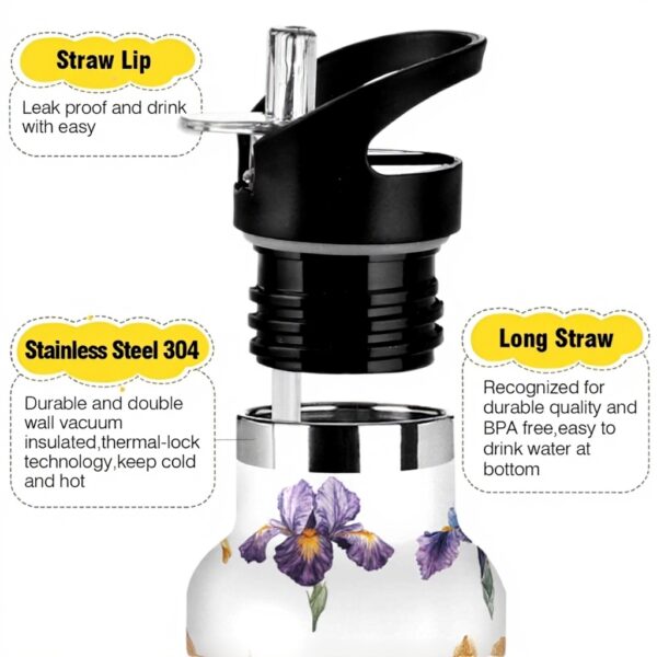 Bouteille isotherme Linqin anti-fuite double paroi fleur