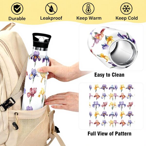 Bouteille isotherme Linqin anti-fuite double paroi fleur