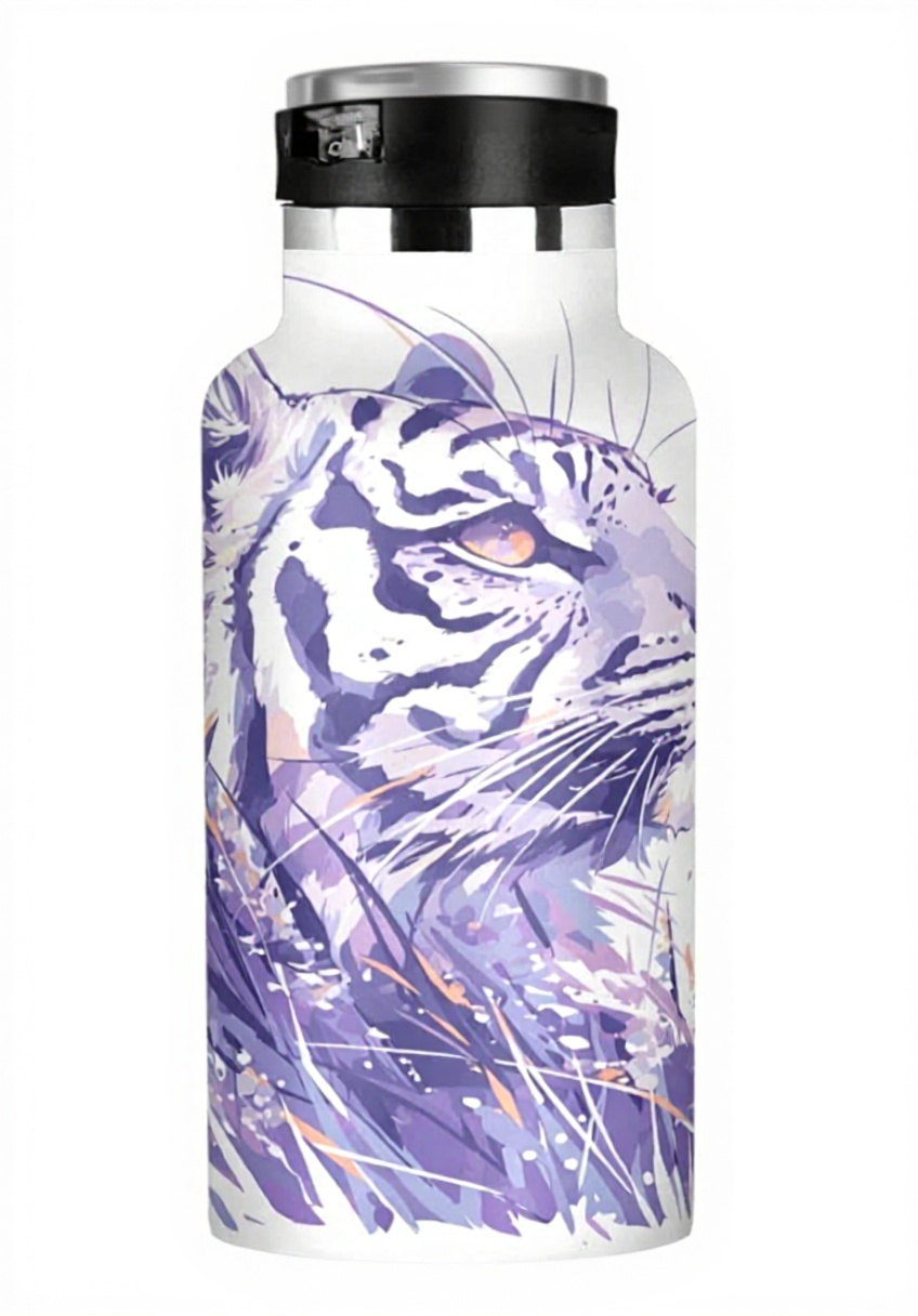 Bouteille isotherme Linqin Tigres Violets paille anti-fuite