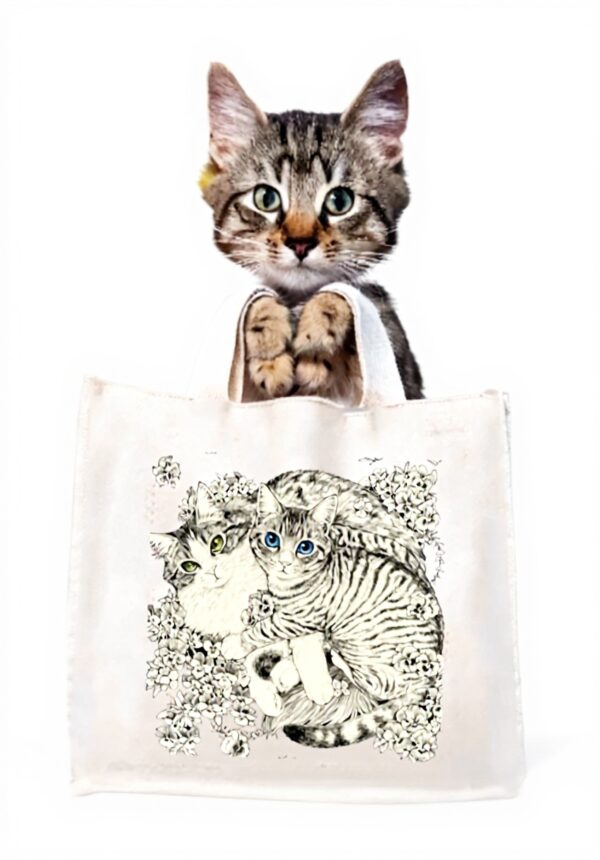 Sac en coton recyclé chats BENDITA AGUA cadeau amoureux