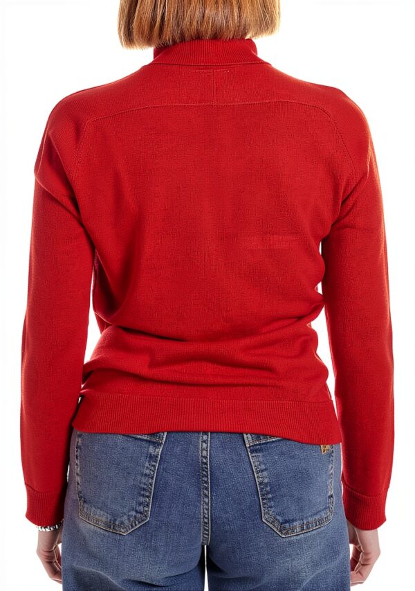 Pull laine col montant Emme Marella femme rouge maille-2