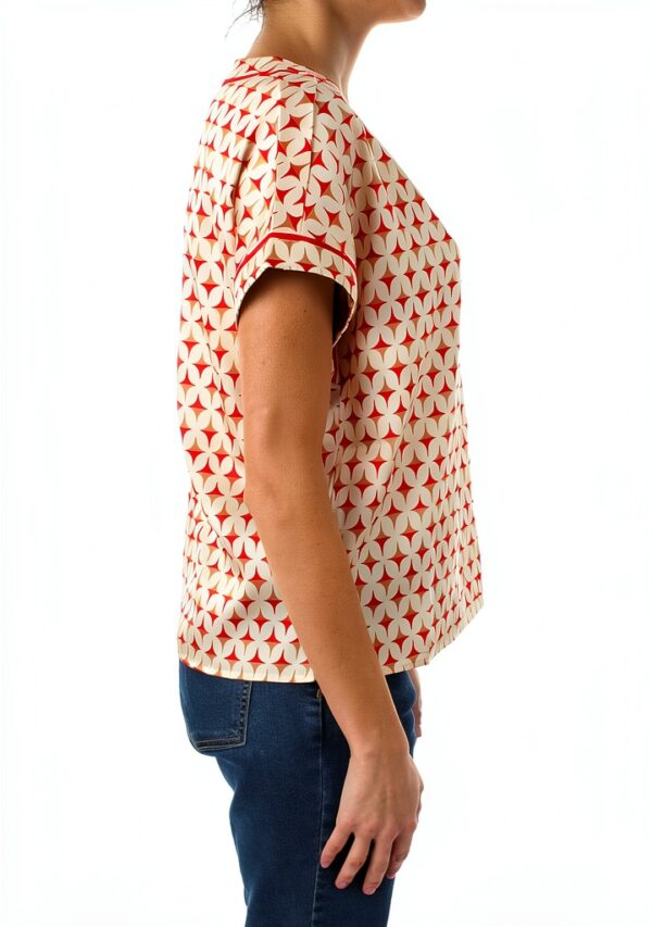 Chemisier femme Emme Marella sergé fantaisie col bateau-3