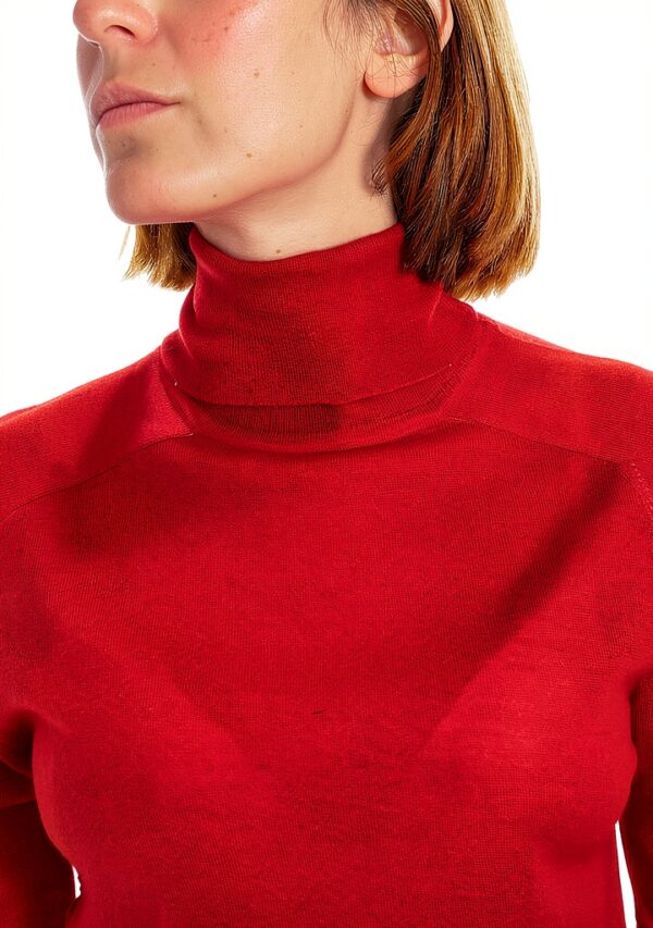 Pull laine col montant Emme Marella femme rouge maille-3
