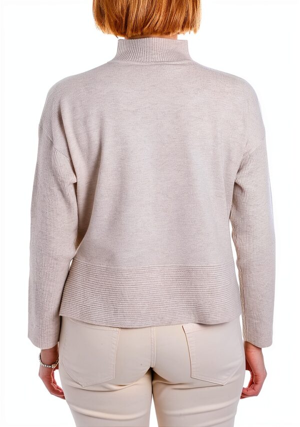 Pull col montant Emme Marella maille acrylique beige femme-2