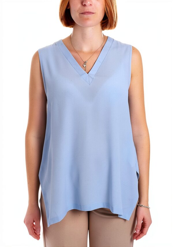 Bluse Emme Marella acétate bleu femme modèle élégant-1
