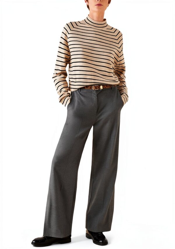 Pantalon femme Emme Marella gris polyester modele elegante-1