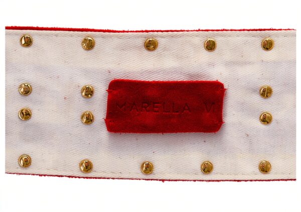 MARELLA Veste Femme Cuir Suédé Casual Rouge Taille M-3