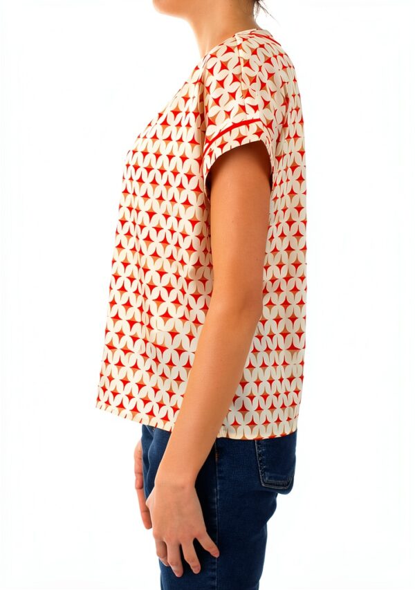 Chemisier femme Emme Marella sergé fantaisie col bateau-1