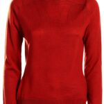 Pull laine col montant Emme Marella femme rouge maille-0