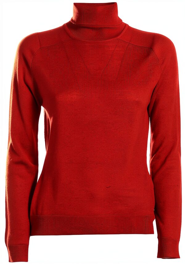 Pull laine col montant Emme Marella femme rouge maille-0
