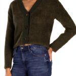 Veste Femme Manche Longue Vert Qualité Supérieure Taille S-0