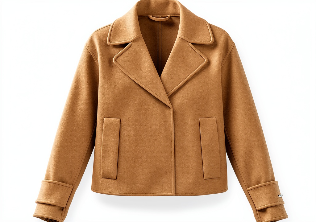 Manteau Emme Marella beige porté en extérieur