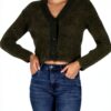 Veste Femme Manche Longue Vert Qualité Supérieure Taille S-1