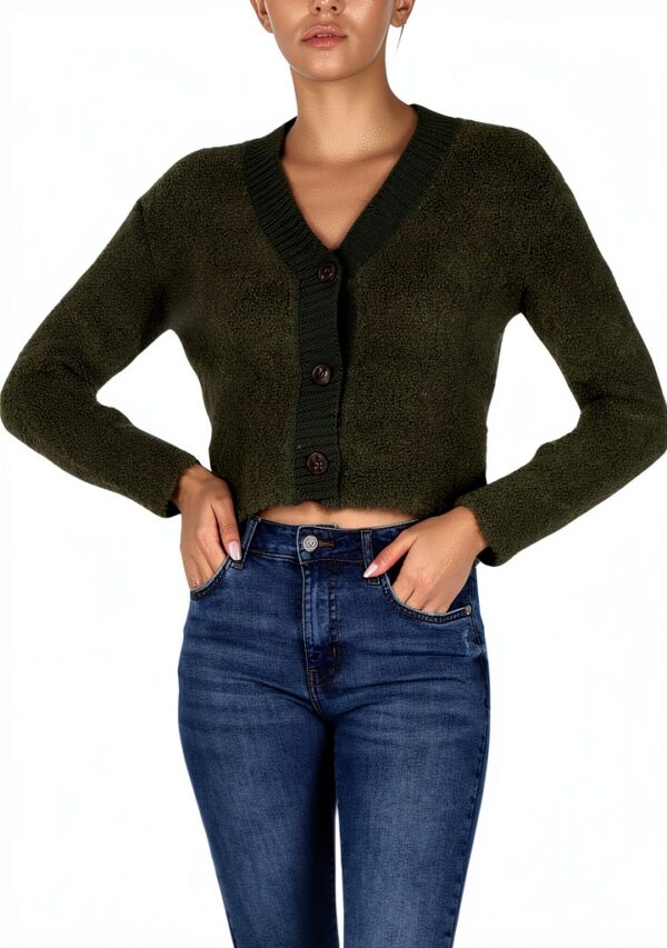Veste Femme Manche Longue Vert Qualité Supérieure Taille S-1
