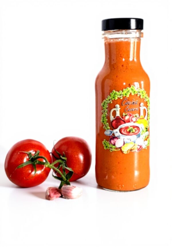 Bouteille verre décorée BENDITA AGUA conservation soupes jus