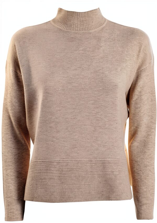 Pull col montant Emme Marella maille acrylique beige femme-0