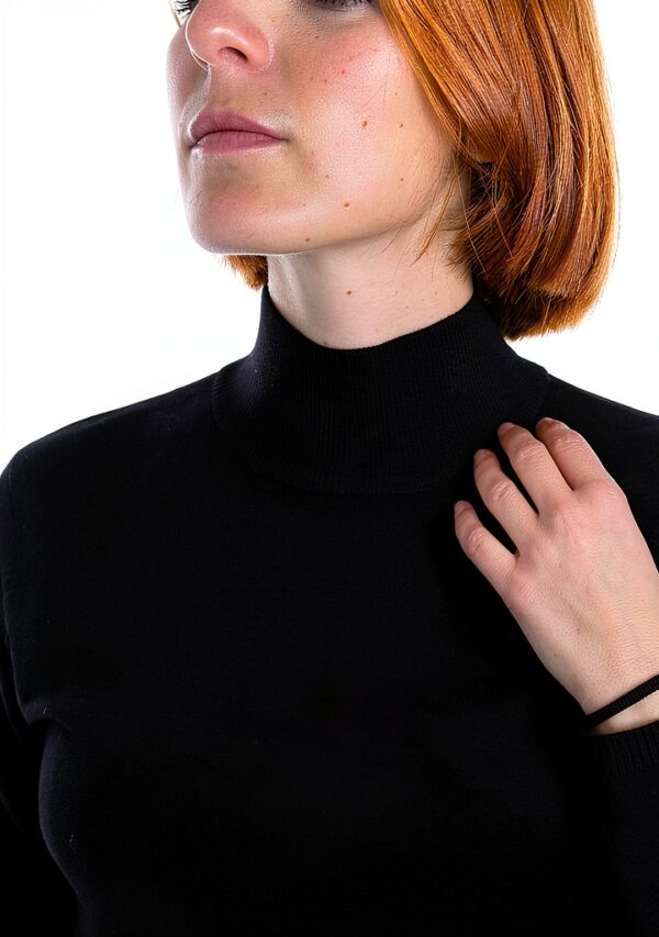 Pull col montant Emme Marella viscose noir femme-3