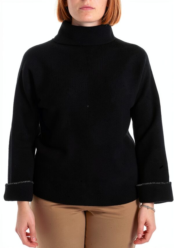 Pull col montant Emme Marella acrylique noir femme-1