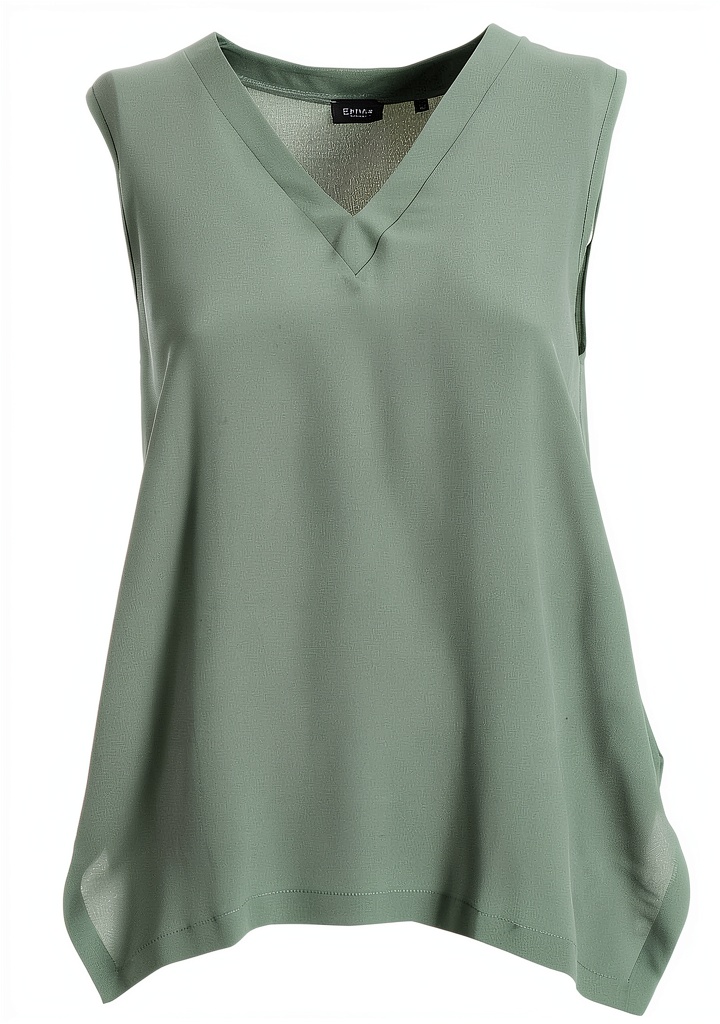 Bluse Emme Marella vert acétate portée avec un pantalon tailleur lors d'une journée de bureau