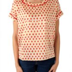 Chemisier femme Emme Marella sergé fantaisie col bateau-0