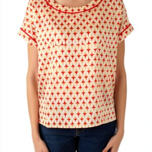 Chemisier femme Emme Marella sergé fantaisie col bateau-0