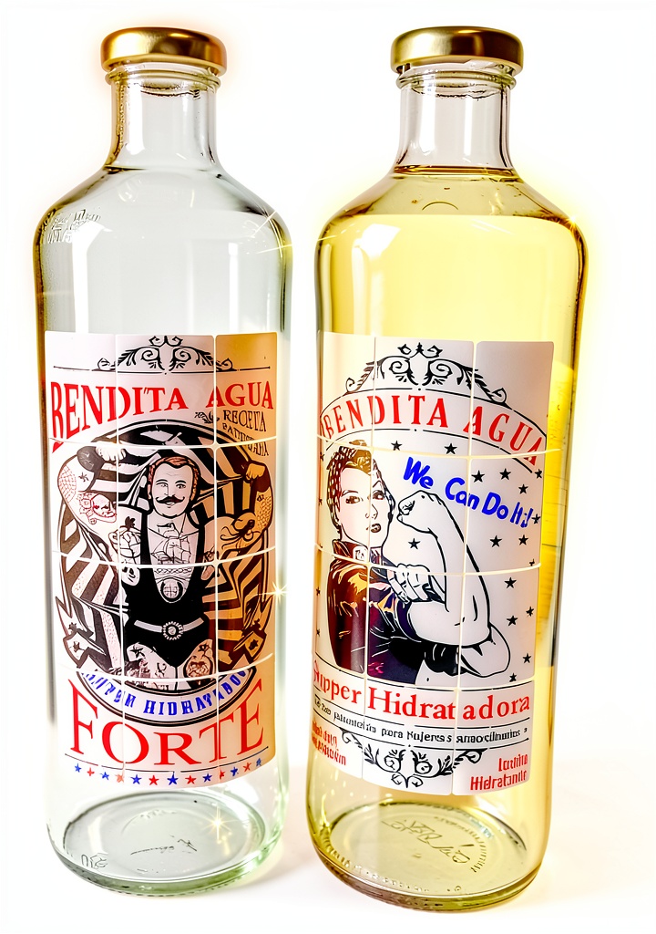 Lot de 2 bouteilles en verre avec motifs inspirants sur une table