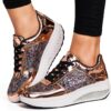 Sneaker Damen Beige Elegant Chaussures Loisirs Blanc Or-4