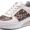 Sneaker Damen Beige Elegant Chaussures Femme Blanc-0