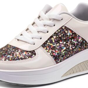 Sneaker Damen Beige Elegant Chaussures Femme Blanc-0