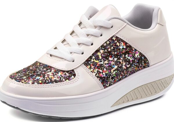 Sneaker Damen Beige Elegant Chaussures Femme Blanc-0