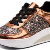 Sneaker Damen Beige Elegant Chaussures Loisirs Blanc Or-0