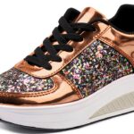 Sneaker Damen Beige Elegant Chaussures Loisirs Blanc Or-0