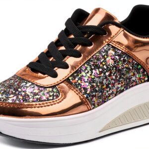 Sneaker Damen Beige Elegant Chaussures Loisirs Blanc Or-0