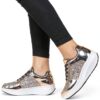 Sneaker Damen Beige Elegant Chaussures Loisirs Blanc Or-3