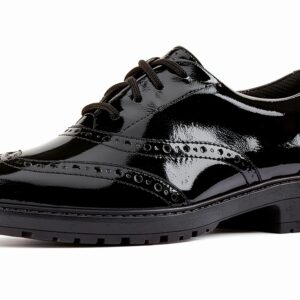 Chaussures fille Clarks noir verni en cuir-0
