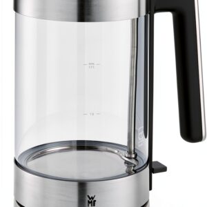 WMFBouilloire électrique en verre, Grande capacité 1,7 L, Finition Inox 18/10 Cromargan, Ultra rapide 3000 W, LONO 0413150011-0