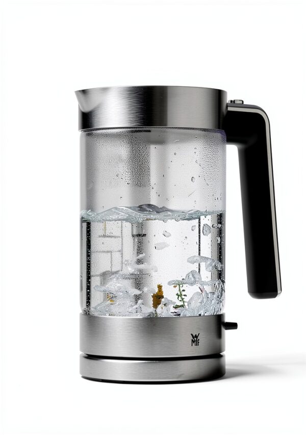 WMFBouilloire électrique en verre, Grande capacité 1,7 L, Finition Inox 18/10 Cromargan, Ultra rapide 3000 W, LONO 0413150011-9