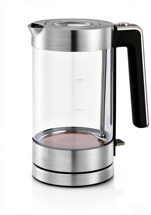 WMFBouilloire électrique en verre, Grande capacité 1,7 L, Finition Inox 18/10 Cromargan, Ultra rapide 3000 W, LONO 0413150011-2