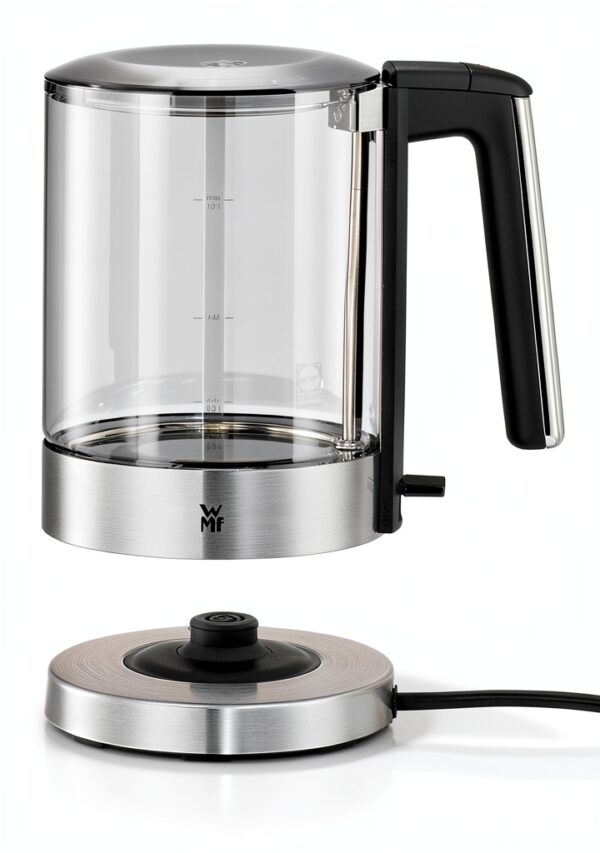 WMFBouilloire électrique en verre, Grande capacité 1,7 L, Finition Inox 18/10 Cromargan, Ultra rapide 3000 W, LONO 0413150011-3