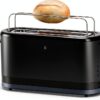 WMF Grille-pain longue fente, 2 tranches avec support à pain, grille-pain étroit, XXL, fonction bagel, 7 niveaux de torréfaction, 900 W, en acier inoxydable, mat, noir-6